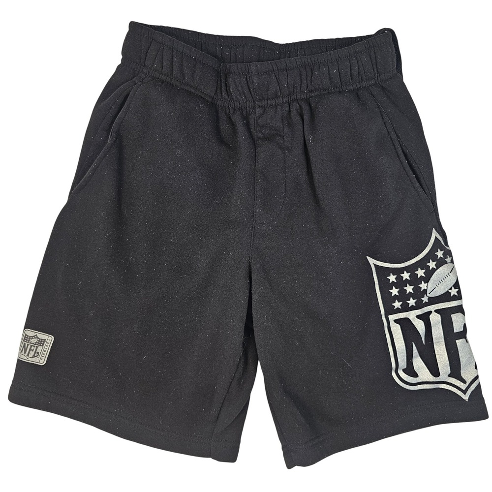 NFL Mens Fleece Shorts Black Large‎ Logo Shield Athletic Gym Pockets Size S